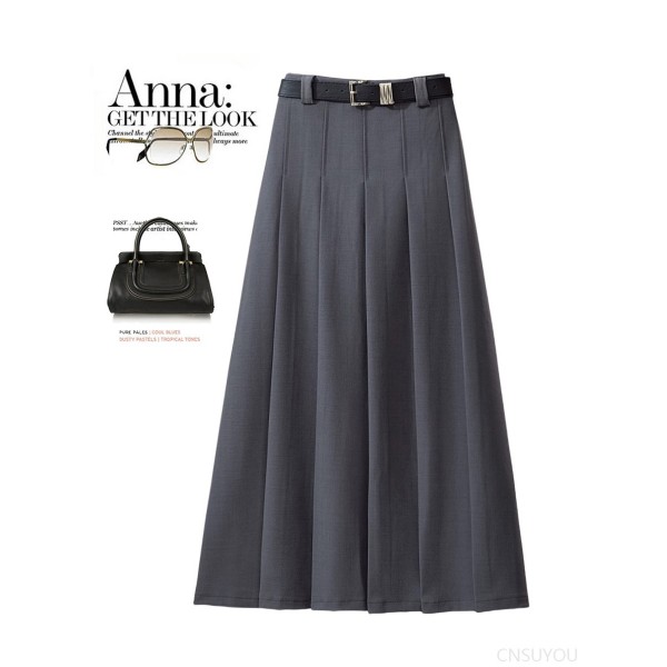 Slim pleated skirt mid-length