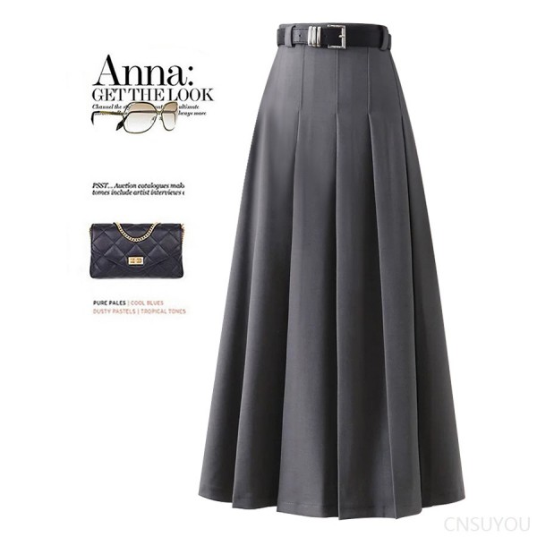 Slim pleated skirt mid-length