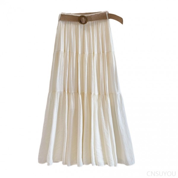 Slim and flowing ice-sensing cotton midi skirt