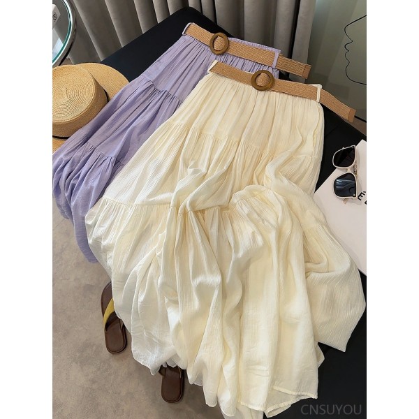 Slim and flowing ice-sensing cotton midi skirt