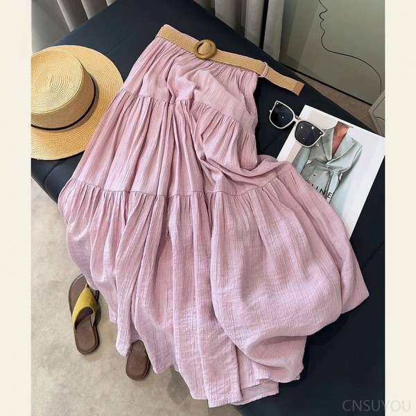 Slim and flowing ice-sensing cotton midi skirt