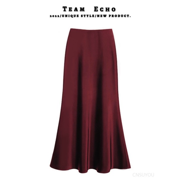 Slim satin acetic silky skirt