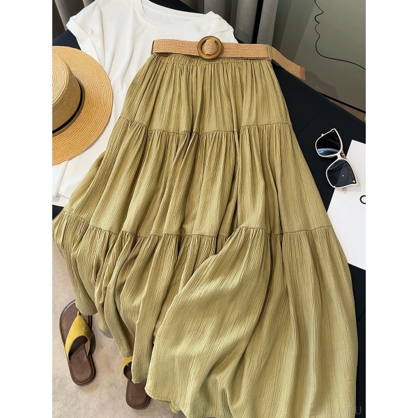 Slim and flowing ice-sensing cotton midi skirt
