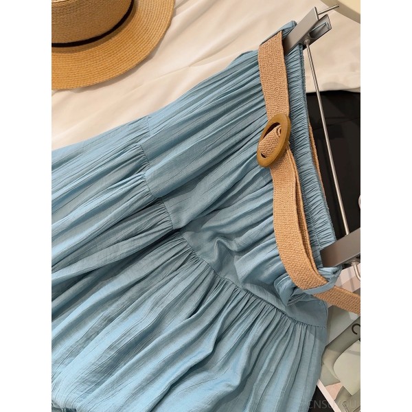 Slim and flowing ice-sensing cotton midi skirt