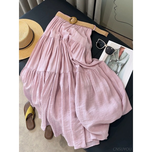 Slim and flowing ice-sensing cotton midi skirt