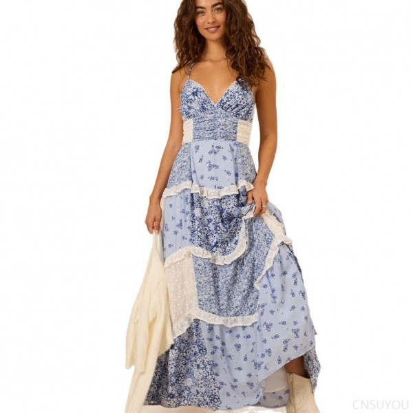 Lace floral suspender skirt