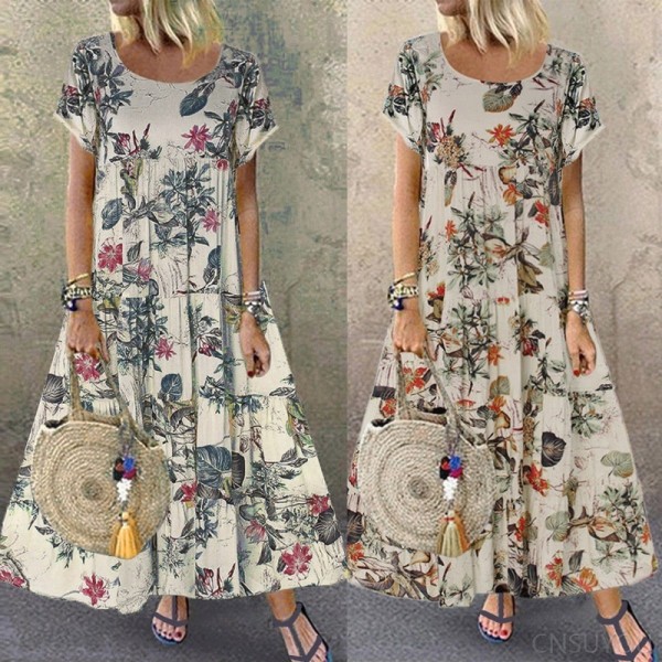 Women's short-sleeved round neck women's dress