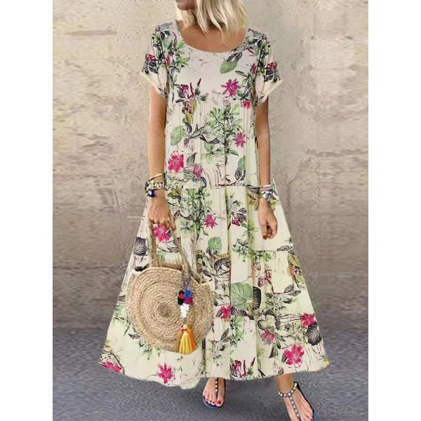 Women's short-sleeved round neck women's dress