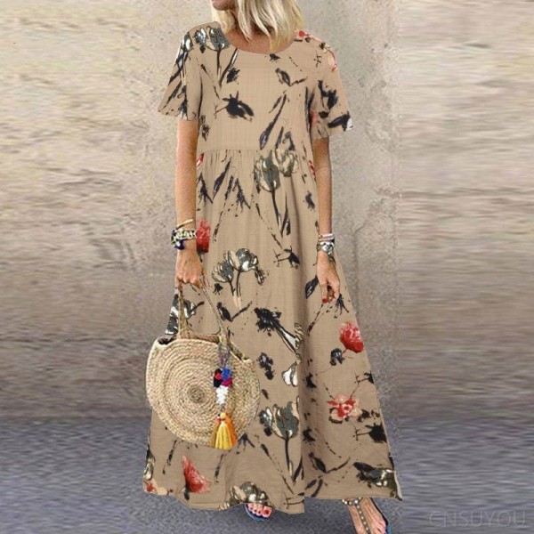 Women's short-sleeved round neck women's dress