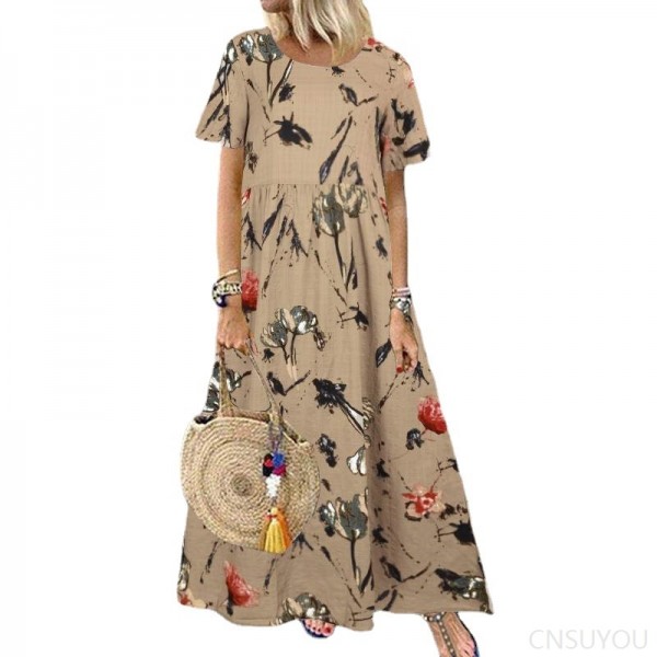 Women's short-sleeved round neck women's dress