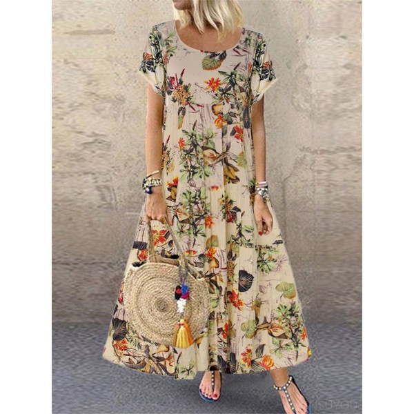Women's short-sleeved round neck women's dress