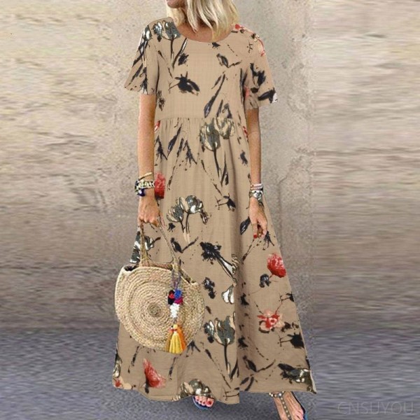 Women's short-sleeved round neck women's dress
