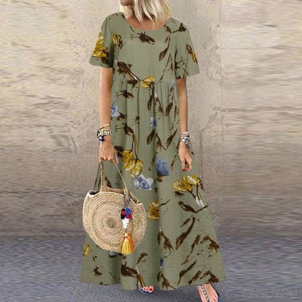 Women's short-sleeved round neck women's dress