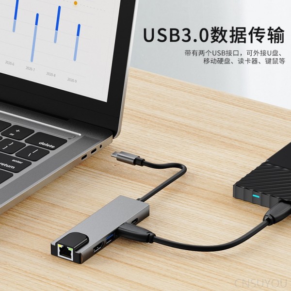 type-c dock with network card usb-c hub 3.05 in 1 dock